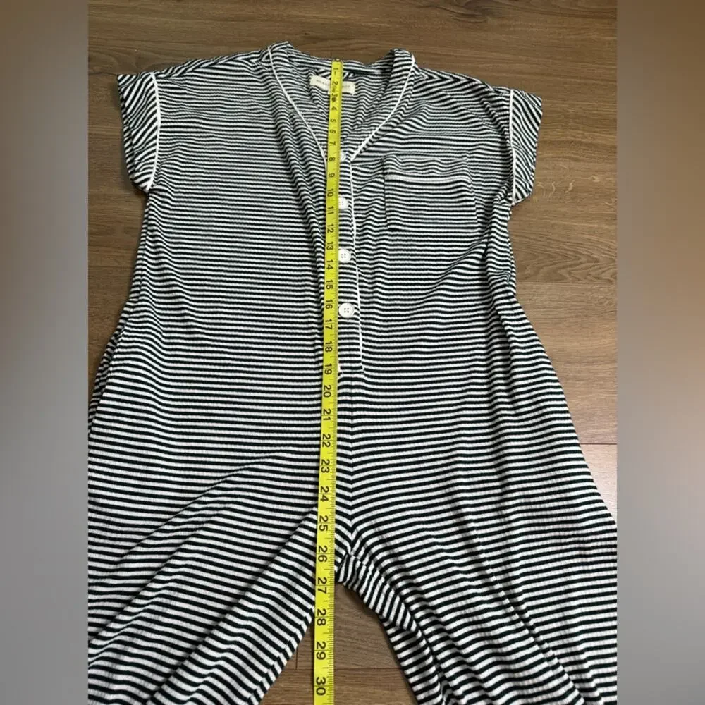 Called to Surf Brass And Roe Striped Pajama Lounge Jumpsuit Green Size XS